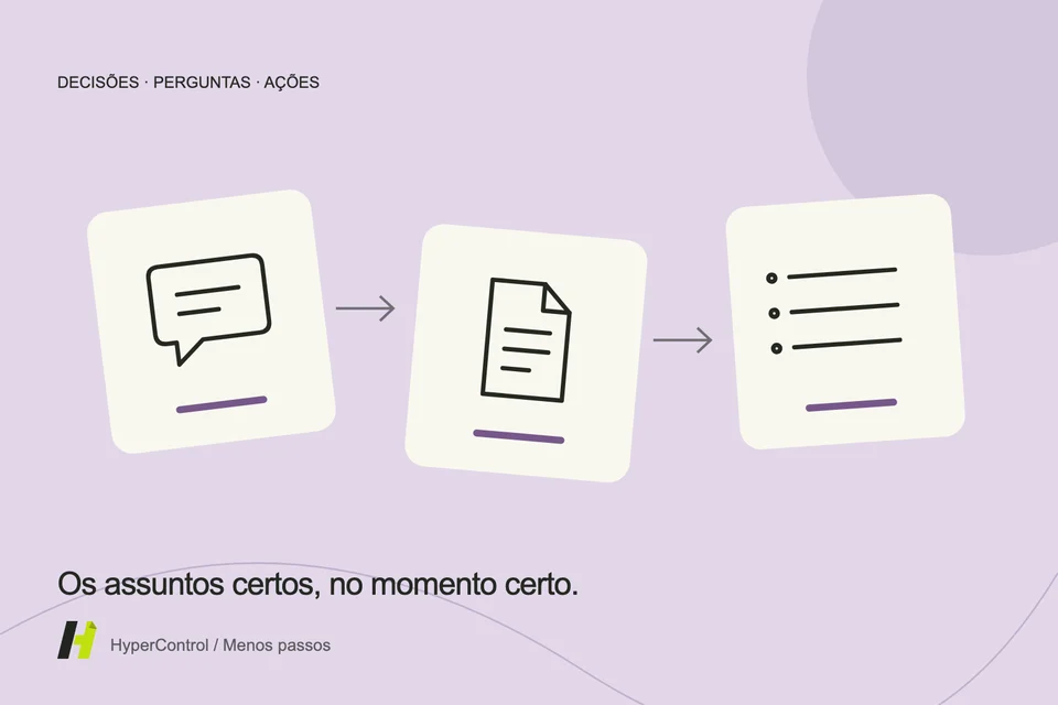 Uma ilustração de mensagens e documentos organizados em uma agenda com decisões a tomar.